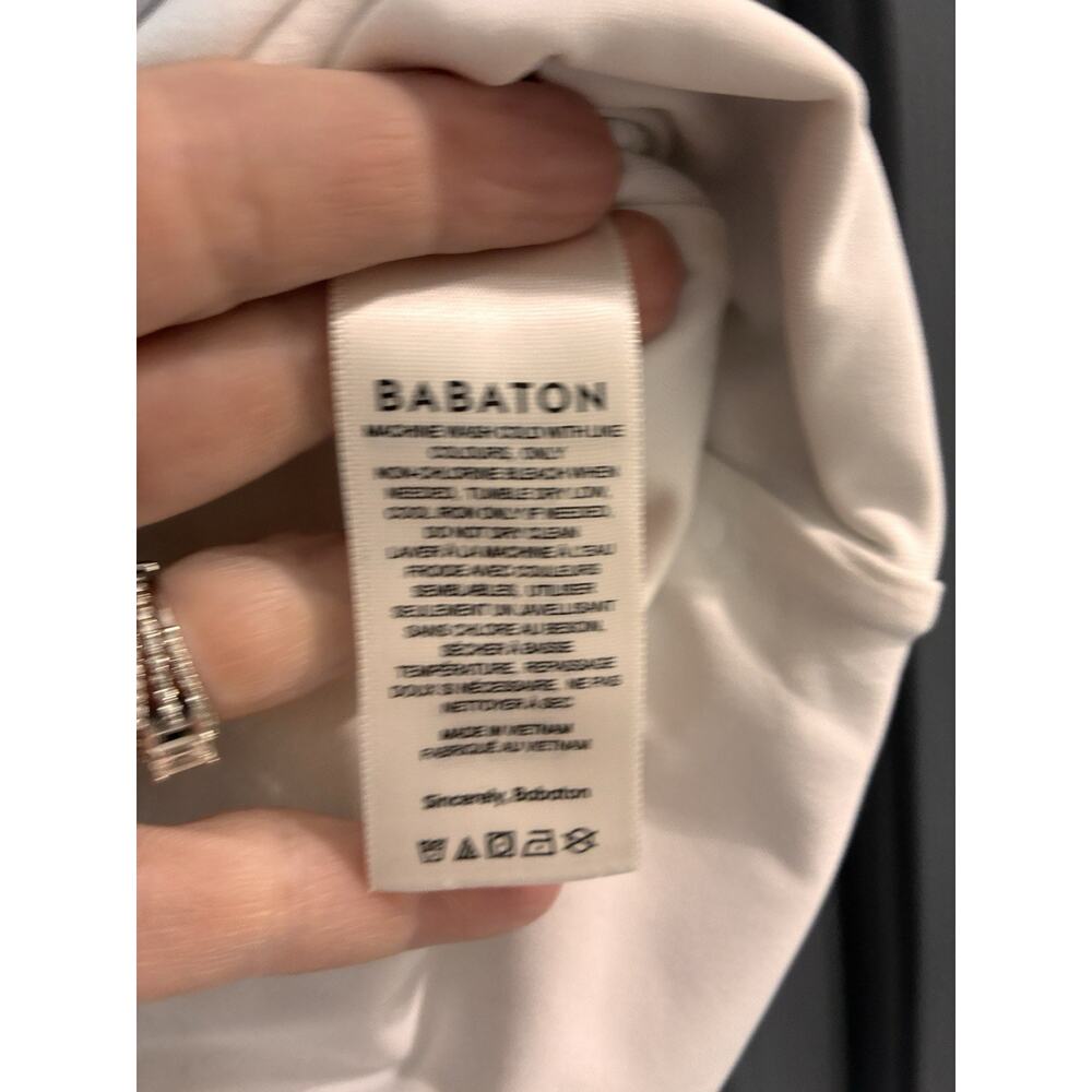 Aritzia Babaton Contour Crew Short Sleeve Bodysuit White Blue Stripes XL - Picture 2 of 6